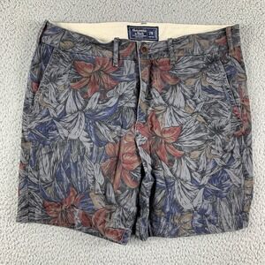 Abercrombie & Fitch Shorts Mens 29 Grey Floral 90's Preppy 6" Inseam Stretch